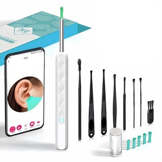 Ear Wax Removal Kit with Camera, Light, and 7 Ear Spoons - Rechargeable Ear Cleaner with Lithium Battery, Formaldehyde-Free, Metal, Plastic, and Silicone Construction - Safe and Easy Earwax Removal Tool for Home Use