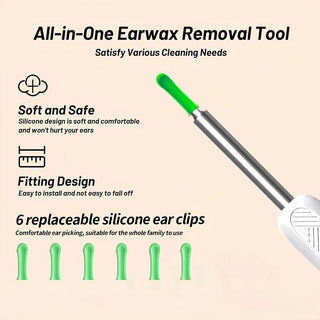 Ear Wax Removal Kit with Camera, Light, and 7 Ear Spoons - Rechargeable Ear Cleaner with Lithium Battery, Formaldehyde-Free, Metal, Plastic, and Silicone Construction - Safe and Easy Earwax Removal Tool for Home Use