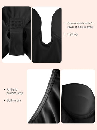 Slimers Low Back Plunge Shapewear Bodysuit for Women - Built-In Bra Full Body Shaper, Seamless Design, Adjustable, Breathable, Breathable, Nylon