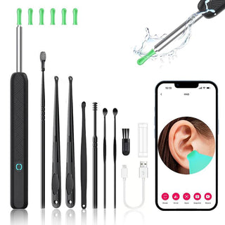 Ear Wax Removal Kit with Camera, Light, and 7 Ear Spoons - Rechargeable Ear Cleaner with Lithium Battery, Formaldehyde-Free, Metal, Plastic, and Silicone Construction - Safe and Easy Earwax Removal Tool for Home Use