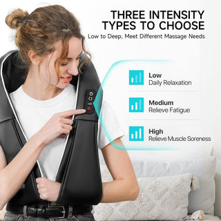 ALLJOY U-Shape Shiatsu Massage Pillow for Neck, Back, Shoulder, Foot, Leg, Heated, Relieve Muscle Pain, Perfect for Men, Women & Family Black Comfort Relaxation Gift
