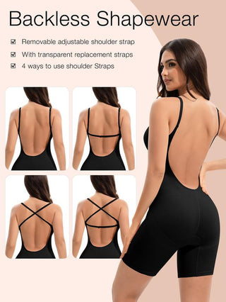 Slimers Low Back Plunge Shapewear Bodysuit for Women - Built-In Bra Full Body Shaper, Seamless Design, Adjustable, Breathable, Breathable, Nylon