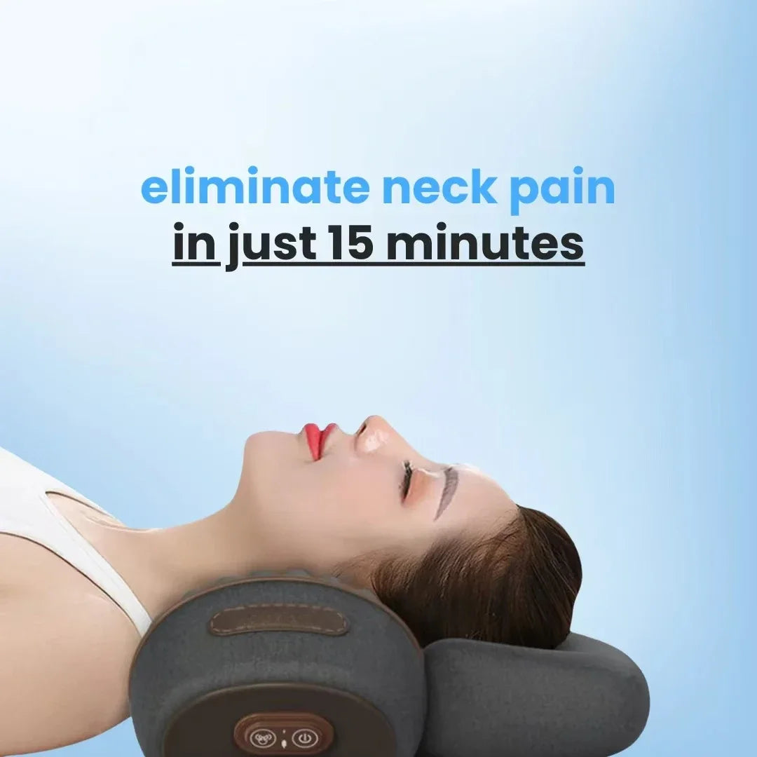 3-In-1 Neck Massager Cervical Pillow Hot Compress Vibration Massage Neck Traction Relax Pillow Spine Support Massager